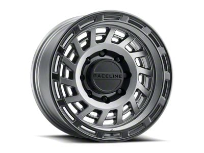 Raceline Halo Gunmetal with Black Ring 6-Lug Wheel; 18x9; 18mm Offset (19-25 Silverado 1500)