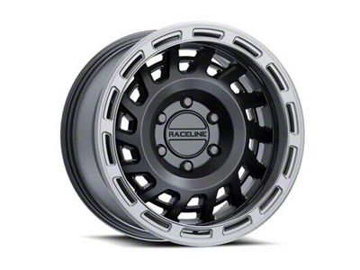 Raceline Halo Satin Black with Silver Ring 6-Lug Wheel; 17x8.5; 0mm Offset (15-20 Tahoe)