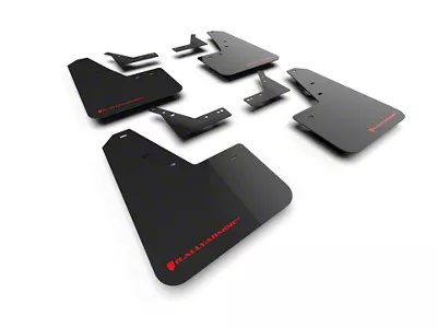 Rally Armor UR Black Mud Flaps with Red Logo; Front and Rear (21-24 RAM 1500 TRX)