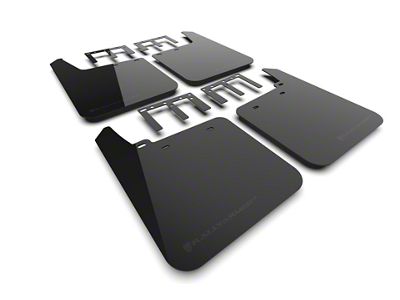 Rally Armor Black Mud Flaps with Metallic Black Logo; Front and Rear (19-24 Sierra 1500 AT4)