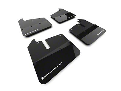 Rally Armor UR Mud Flaps with White Logo; Front and Rear (20-25 Sierra 3500 HD Denali)