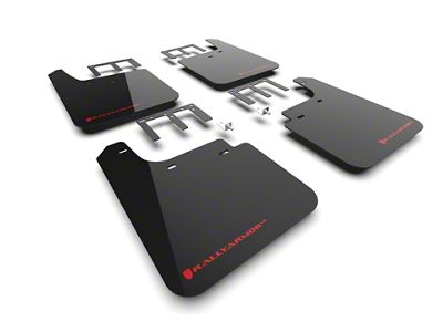 Rally Armor Black Mud Flaps with Red Logo; Front and Rear (19-24 Silverado 1500, Excluding ZR2)