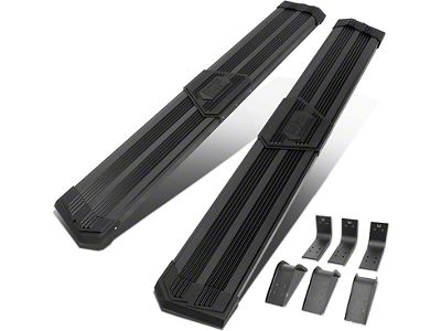 10-Inch Pleated Step Bar Running Boards; Black (09-18 RAM 1500 Crew Cab)