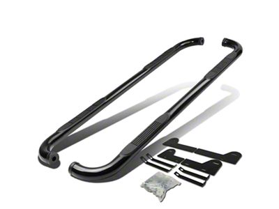 3-Inch Round Side Step Bars; Black (02-08 RAM 1500 Quad Cab)