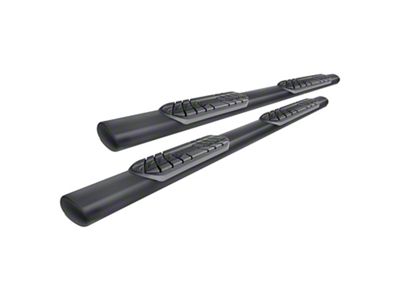 4-Inch Straight Oval Side Step Bars; Textured Black (19-24 RAM 1500 Quad Cab)