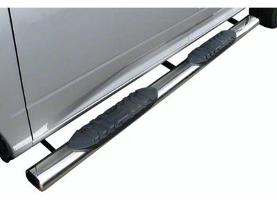 5-Inch Straight Oval Side Step Bars; Stainless Steel (09-18 RAM 1500 Quad Cab)