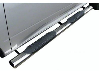 5-Inch Straight Oval Side Step Bars; Stainless Steel (09-18 RAM 1500 Regular Cab)