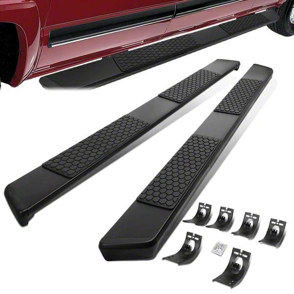 RAM 1500 5-Inch Wide Flat Running Boards; Black (09-18 RAM 1500 Crew ...