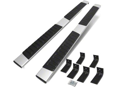 6-Inch Wide Flat Running Boards; Chrome/Black (09-18 RAM 1500 Crew Cab)