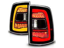 Amber Sequential LED Tail Lights; Black Housing; Clear Lens (09-18 RAM 1500)