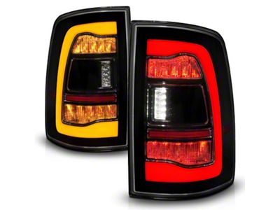 Amber Sequential LED Tail Lights; Black Housing; Smoked Lens (09-18 RAM 1500)