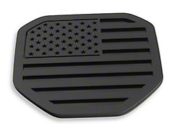 American Flag Tailgate Badge; Matte Black on Gloss Black (19-24 RAM 1500)