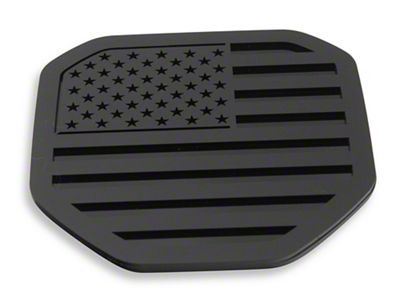 American Flag Tailgate Badge; Matte Black on Gloss Black (19-24 RAM 1500)