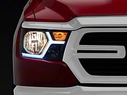 Animated LED Bar Factory Style Headlights; Matte Black Housing; Clear Lens (19-24 RAM 1500 w/ Factory Halogen Headlights)