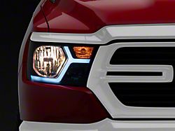 Animated LED Bar Factory Style Headlights; Matte Black Housing; Smoked Lens (19-24 RAM 1500 w/ Factory Halogen Headlights)