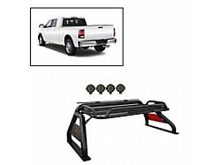 Atlas Roll Bar with 7-Inch Black Round LED Lights; Black (94-24 RAM 1500 w/o RAM Box)