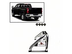 Atlas Roll Bar with 7-Inch Black Round LED Lights; Stainless Steel (94-24 RAM 1500 w/o RAM Box)