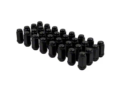 Black 7/8-Inch Bulge Acorn Lug Nut Kit; 9/16-Inch; Set of 32 (06-08 RAM 1500 Mega Cab)