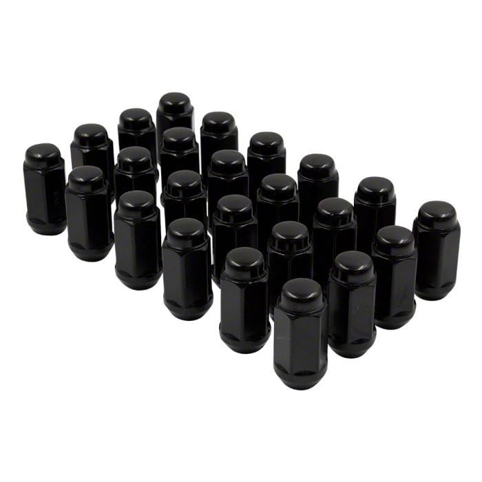 RAM 1500 Black Bulge Acorn Lug Nut Kit; 14mm x 1.5; Set of 24 (19-25 ...