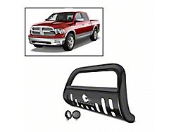 Bull Bar with 5.30-Inch Black Round Flood LED Lights; Black (09-18 RAM 1500, Excluding Rebel)