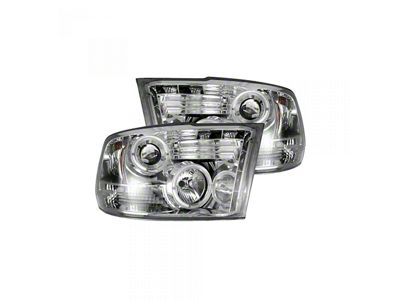 CCFL Halo Projector Headlights; Chrome Housing; Clear Lens (09-18 RAM 1500 w/ Factory Halogen Non-Projector Headlights)