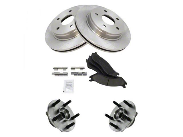 Ceramic 5-Lug Brake Rotor, Pad and Wheel Bearing Kit; Front (03-05 RAM 1500, Excluding SRT-10)