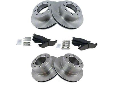 Ceramic 8-Lug Brake Rotor and Pad Kit; Front and Rear (06-08 RAM 1500 Mega Cab)