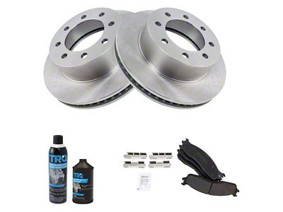 Ceramic 8-Lug Brake Rotor and Pad Kit; Front (06-08 RAM 1500 Mega Cab)