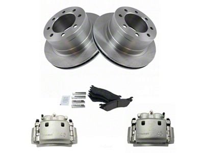 Ceramic 8-Lug Brake Rotor, Pad and Caliper Kit; Rear (06-08 RAM 1500 Mega Cab)