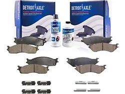 Ceramic Brake Pads with Brake Fluid and Cleaner; Front and Rear (06-08 RAM 1500 Mega Cab)