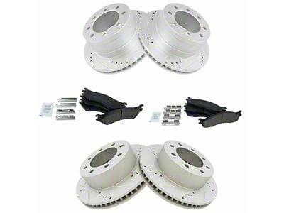 Ceramic Performance 8-Lug Brake Rotor and Pad Kit; Front and Rear (06-08 RAM 1500 Mega Cab)