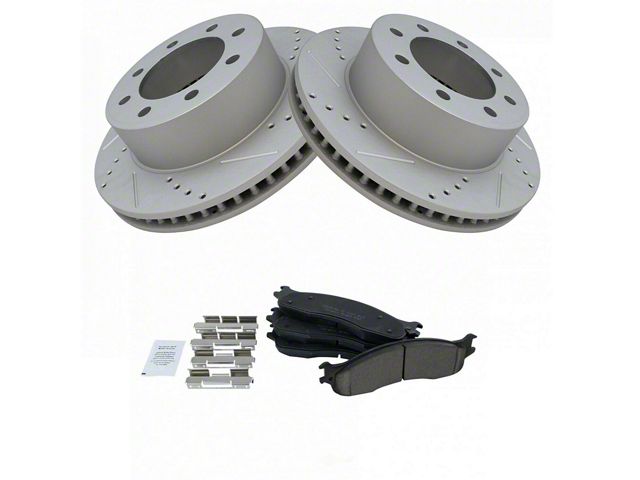 Ceramic Performance 8-Lug Brake Rotor and Pad Kit; Front (06-08 RAM 1500 Mega Cab)