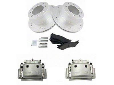 Ceramic Performance 8-Lug Brake Rotor, Pad and Caliper Kit; Rear (06-08 RAM 1500 Mega Cab)