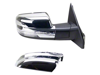 Checkered Flag Style Powered Heated Mirror; Chrome; Passenger Side (19-21 RAM 1500 w/ Memory Mirrors)