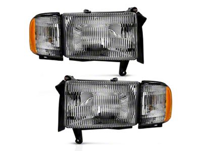 Crystal Headlights; Chrome Housing; Clear Lens (94-01 RAM 1500)