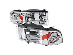 Crystal Headlights; Chrome Housing; Clear Lens (94-01 RAM 1500, Excluding Sport)