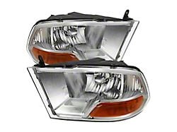 Crystal Headlights; Chrome Housing; Clear Lens (09-12 RAM 1500 w/ Factory Halogen Non-Quad Headlights)