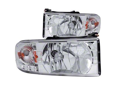 Crystal Headlights with LED Accent; Chrome Housing; Clear Lens (94-01 RAM 1500, Excluding 99-01 Sport)