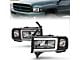 Crystal Plank Style Headlights; Black Housing; Clear Lens (94-01 RAM 1500 w/ Factory Dual Headlights, Excluding 99-01 Sport)