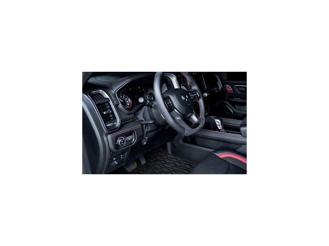 Double Layer Diamond Front and Rear Floor Mats; Base Layer Black and Top Layer Black (09-18 RAM 1500 Crew Cab w/ Front Bucket Seats)