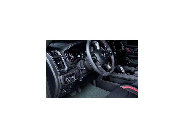 Double Layer Diamond Front and Rear Floor Mats; Base Layer Gray and Top Layer Black (09-18 RAM 1500 Crew Cab w/ Front Bucket Seats)