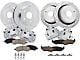 Drilled and Slotted 5-Lug Brake Rotor, Pad and Caliper Kit; Front and Rear (09-18 RAM 1500)