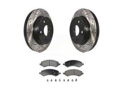 Drilled and Slotted 5-Lug Brake Rotor and Ceramic Pad Kit; Front (06-18 RAM 1500, Excluding SRT-10 & Mega Cab)