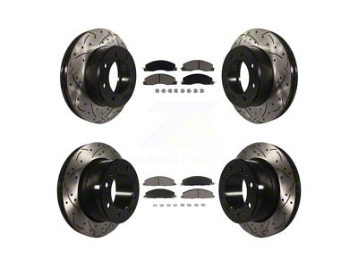 Drilled and Slotted 8-Lug Brake Rotor and Ceramic Pad Kit; Front and Rear (2012 RAM 1500 Tradesman HD)