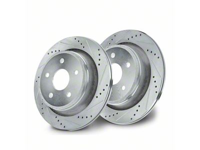 Drilled and Slotted 5-Lug Rotors; Rear Pair (02-18 RAM 1500, Excluding SRT-10 & Mega Cab)