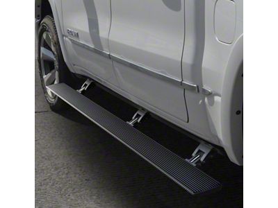 Go Rhino E-BOARD E1 Electric Running Boards with 4 Brackets; Protective Bedliner Coating (19-24 RAM 1500 Quad Cab)