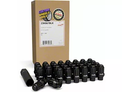 ELT Bulge Black Acorn Lug Nut Kit; 9/16-Inch x 18; Set of 32 (06-08 RAM 1500 Mega Cab)