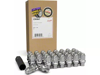 ELT Bulge Chrome Acorn Lug Nut Kit; 9/16-Inch x 18; Set of 32 (06-08 RAM 1500 Mega Cab)