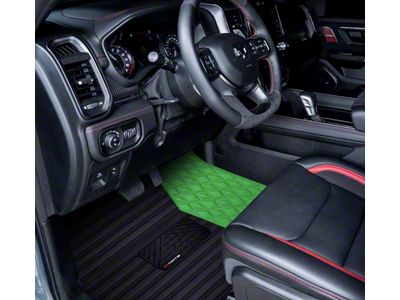 F1 Hybrid Front and Rear Floor Mats; Lime Green (09-18 RAM 1500 Quad Cab w/ Front Bucket Seats)