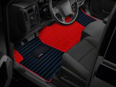 F1 Hybrid Front and Rear Floor Mats; Full Red (19-24 RAM 1500 Crew Cab w/ Front Bench Seat & Rear Underseat Storage)